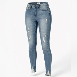 Anthropologie EVIDNT Distressed Ripped Mid-rise Skinny Denim Jeans Womens SZ 25